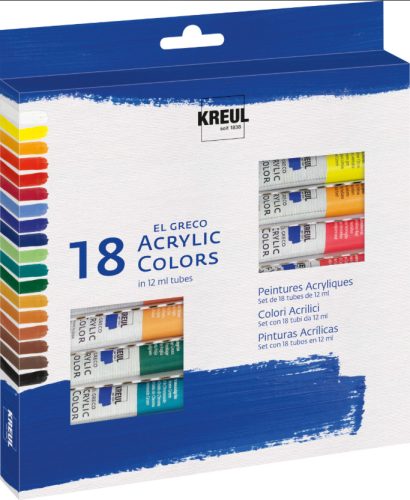 Kreul el Greco akrilfesték készlet, 12 ml - 18 db