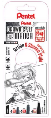 Pentel Manga rajzkészlet, 3 db - Action & Shonen Style