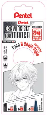 Pentel Manga rajzkészlet, 3 db - Face & Shojo Style
