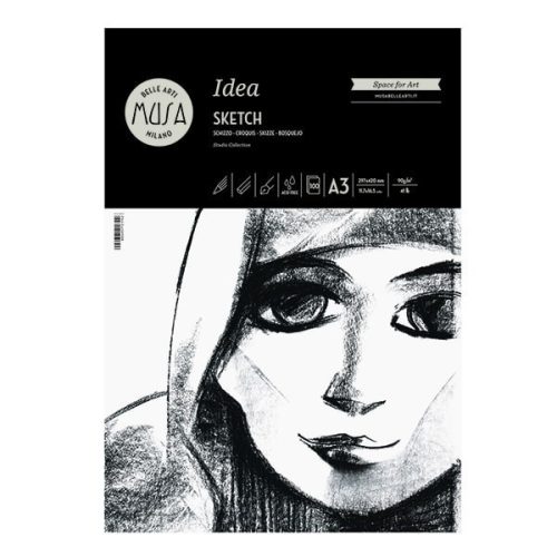 MUSA Idea spirálos vázlattömb, 90 g, több méretben, 29,7x42 cm (A3)