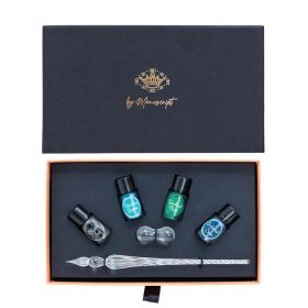   Manuscript Victoria kalligráfia készlet - Üveg tollszárral és tintával