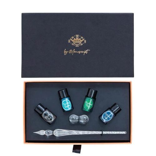 Manuscript Victoria kalligráfia készlet - Üveg tollszárral és tintával