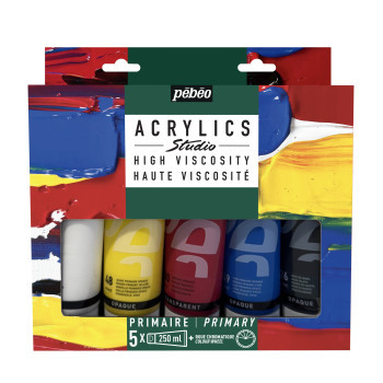 PÉBÉO Studio Acrylics akrilfesték készlet 5 x 250 ml - Színkörrel