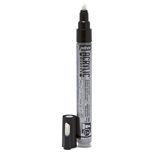 Pébéo akril dekormarker - 4 mm, vágott végű, Csillogó ezüst