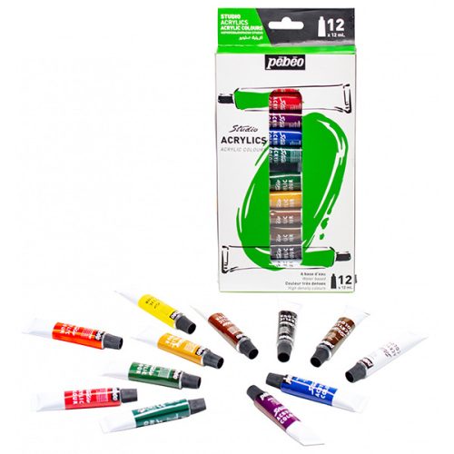 Pébéo Studio akrilfesték, 12 ml - 12 darabos készlet
