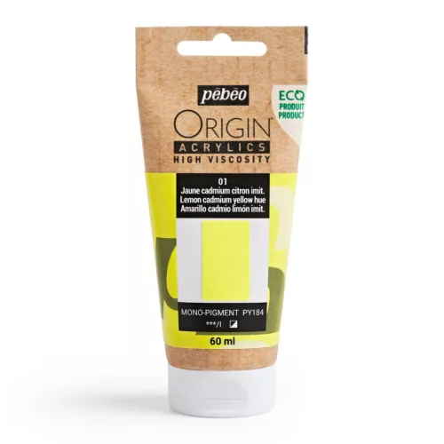 Pébéo Origin akrilfesték, 60 ml - 01, Kadmium citromsárga imit.