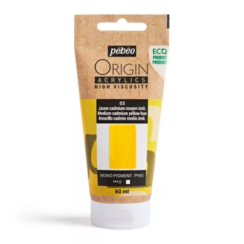 Pébéo Origin akrilfesték, 60 ml - 03, Közepes kadmium sárga imit.