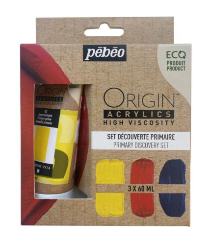 Pébéo Origin akrilfesték készlet - 3 x 60 ml, alapszínek