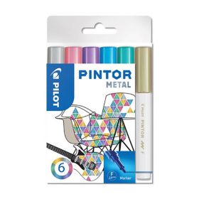 Pilot Pintor dekormarker készlet, F - 6 db, metál színek