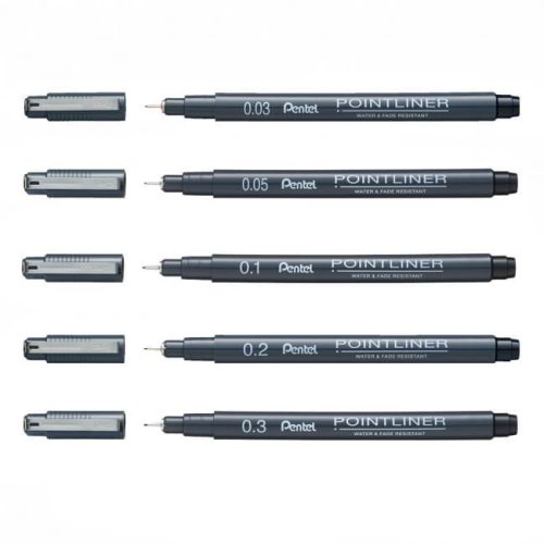 Pentel Pointliner fekete műszaki tűfilc több méretben, 0,05