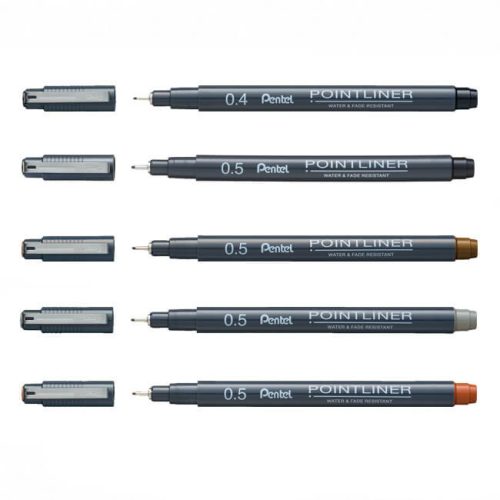 Pentel Pointliner műszaki tűfilc - színes, szépia
