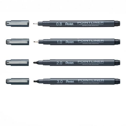 Pentel Pointliner vágott végű marker - fekete, 2 mm
