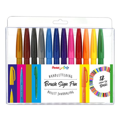 Pentel Touch Sign ecsetfilc készlet, 12 db - alapszínek