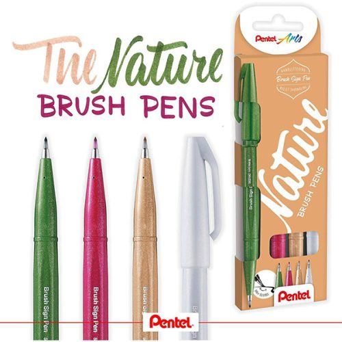 Pentel Touch Sign ecsetfilc, 4 db-os készlet 'Nature'