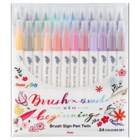 Pentel Brush Sign Twin kéthegyű ecsetfilc - 24 db