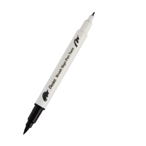 Pentel Brush Sign Twin kéthegyű ecsetfilc - színenként, T101 - Black