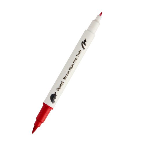 Pentel Brush Sign Twin kéthegyű ecsetfilc - színenként, T102 - Red