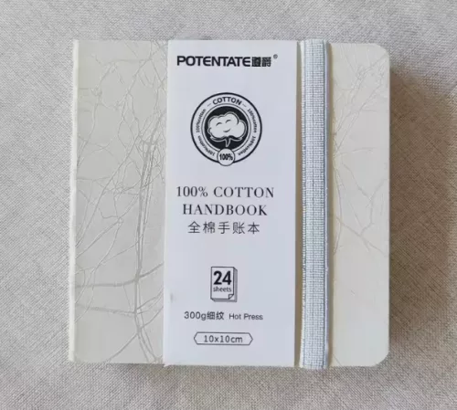 Potentate 100% pamut akvarellfüzet, melegen préselt - 10 x 10 cm, fehér