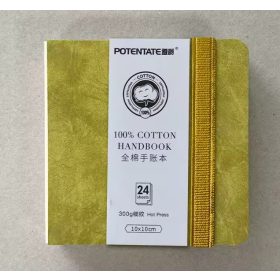   Potentate 100% pamut akvarellfüzet, melegen préselt - 10 x 10 cm, oliva 