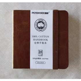   Potentate 100% pamut akvarellfüzet, hidegen préselt - 10 x 10 cm, barna