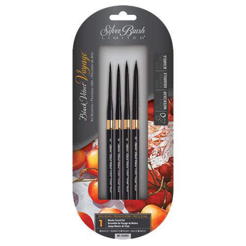 Silver Brush Black Velvet Voyage, utazó ecset - 4 darabos készlet
