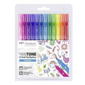   Tombow TwinTone kéthegyű marker 12 db-os készlet, szivárvány színei