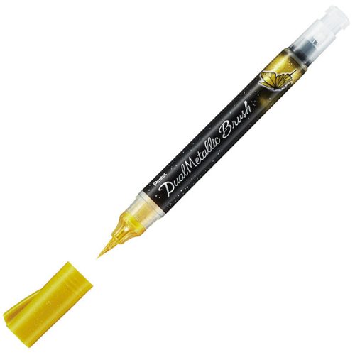 Pentel Hybrid Dual Metallic kétszínű, csillámos ecsetfilc, arany