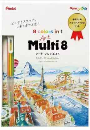 Pentel Art Multi8 többfunkciós utántölthető színes ceruza szett - 2,0 mm