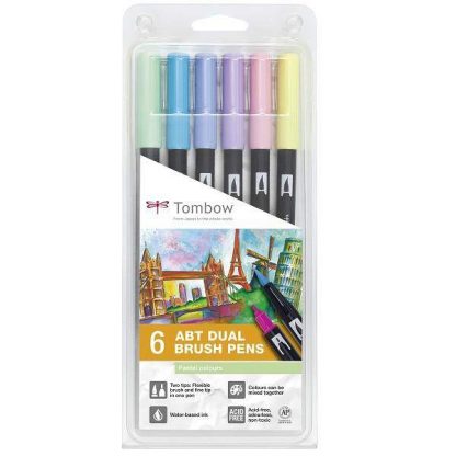 Tombow ABT Dual Brush Pen kétvégű filctoll 6 db-os, pasztell színek