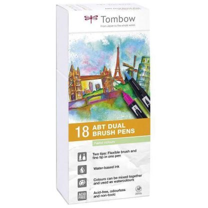 Tombow Dual Brush Pen 18 db-os ecsetfilc-készlet - pasztell színek