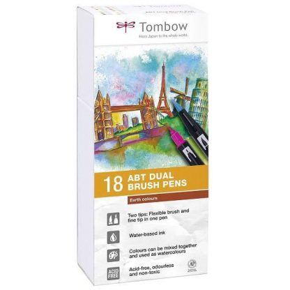 Tombow Dual Brush Pen 18 db-os ecsetfilc-készlet - földszínek