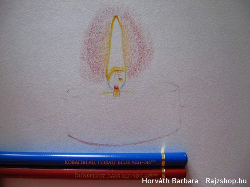 Gyertya rajzolása színesceruzával
