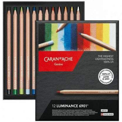 Caran d'Ache Luminance 12 db-os színesceruza készlet, nyitott doboz