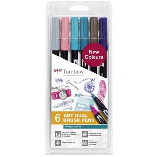 Tombow ABT Dual Brush Pen - Vintage Colours 6 db-os ecsetfilc készlet