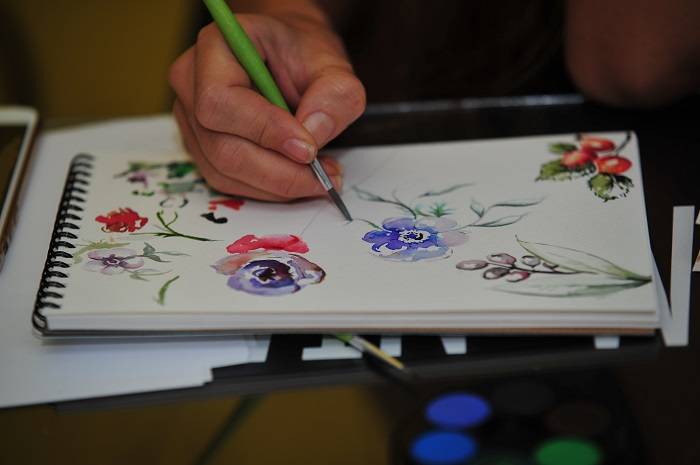 Loose Flowers akvarell workshop Gittával