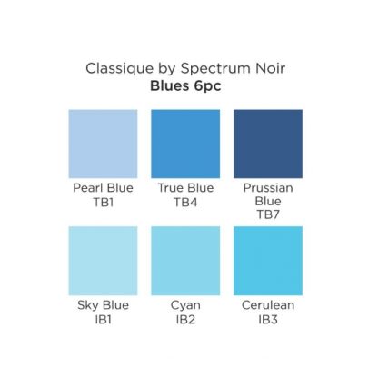 Spectrum Noir Classique alkoholos marker készlet, 6 db – Kék árnyalatok