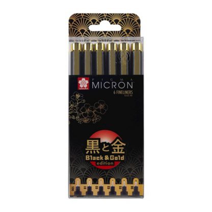 Sakura Pigma Micron "black and gold" - 6 darabos készlet