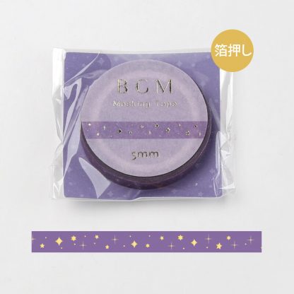 BGM Washi tape, 5 mm x 7m - Purple stars