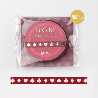 BGM Washi tape, 5 mm x 7m - Red playing cards
