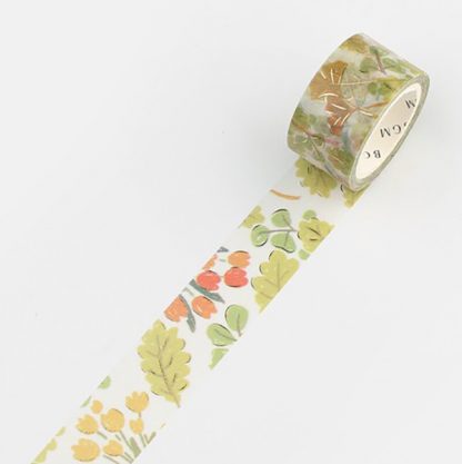 BGM Washi tape, 20 mm - Green leaves