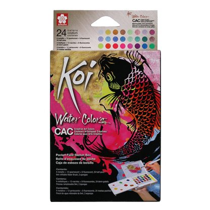 Sakura Koi akvarellfesték készlet, 24 db - Metál és fluo