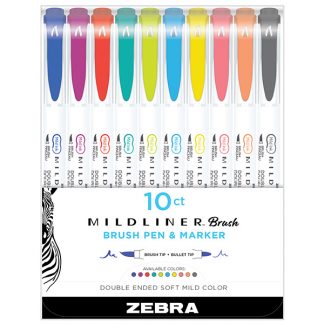 Zebra Mildliner Brush, 10 darabos készlet - másodlagos színek