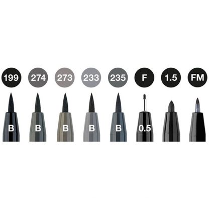 Faber-Castell Pitt Artist marker készlet, 8 db - szürke és fekete