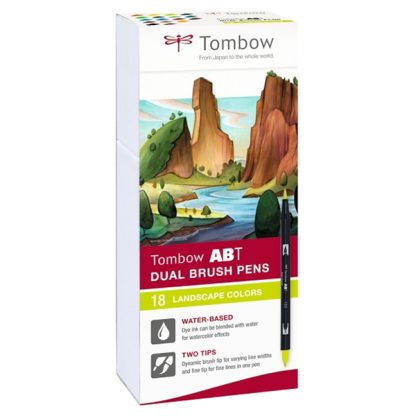 Tombow ABT kéthegyű ecsetfilc, 18 darabos készlet - tájkép színek