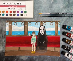 Ghibli jelenetek festése Art Philosophy gouache festékkel