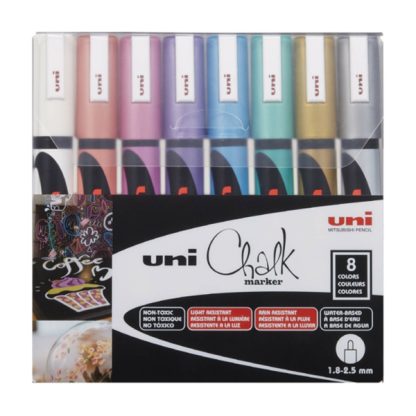 Uni Chalk krétafilc készlet, 8 darabos - Metál színek