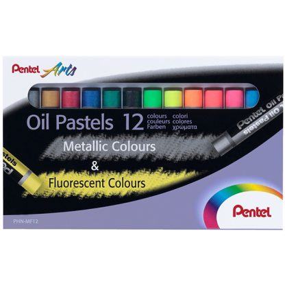 Pentel Olajpasztell, 12 db - fluoreszkáló és metál színek