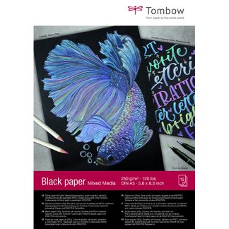 Tombow fekete lapos mixed media papírtömb - A5